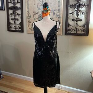 Black Sequined Party Dress